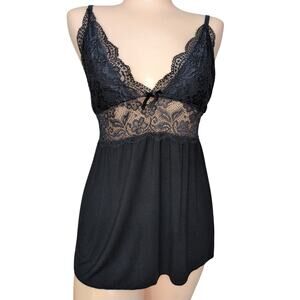 Babydoll Lingerie Cami Top Small Sheer Lace Trim Whimsigoth Grunge Y2K Romantic